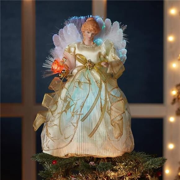 Kurt S. Adler CUL Fiber Optic LED Angel Christmas Treetop Figurine, 12-Inch - Picture 2 of 4